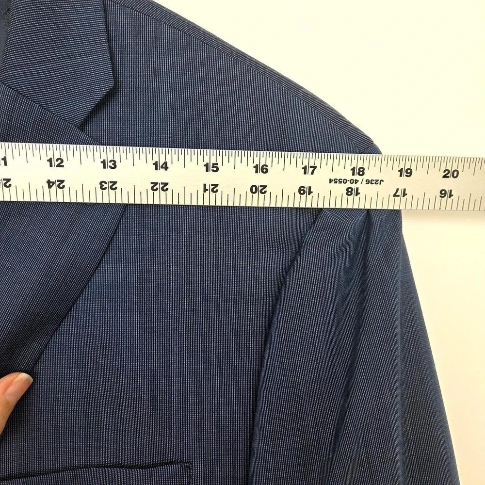 NWOT-Michael Kors Blazer Modern Classic Preppy 100% Wool Blue MicroCheck Men 42R